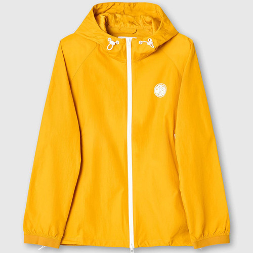 Pretty Green Denton Men's Retro Hooded Jacket in Yellow Front Photo