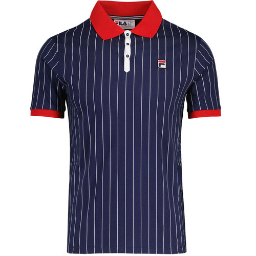 Fila Vintage BB1 Men's Stripe Polo Shirt in Navy and Red LM1839AT 410 Mannequin