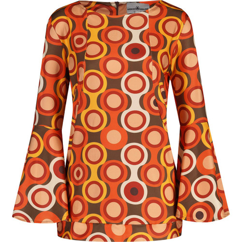 madcap england womens retro psych out long bell sleeve top emperador brown yellow