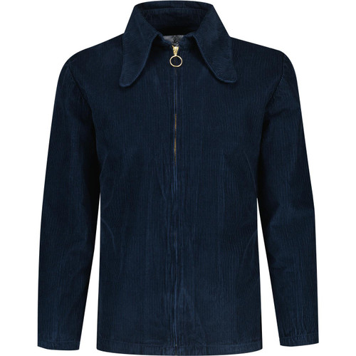 madcap england mens ziggy beagle collar cord zip through overshirt navy