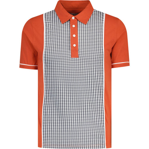 madcap england mens dogtooth pattern panel jersey polo tshirt cinnamon stick