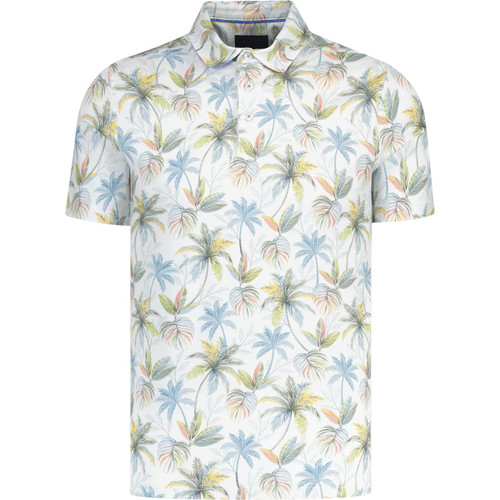 guide london mens palm trees print jersey polo tshirt white green