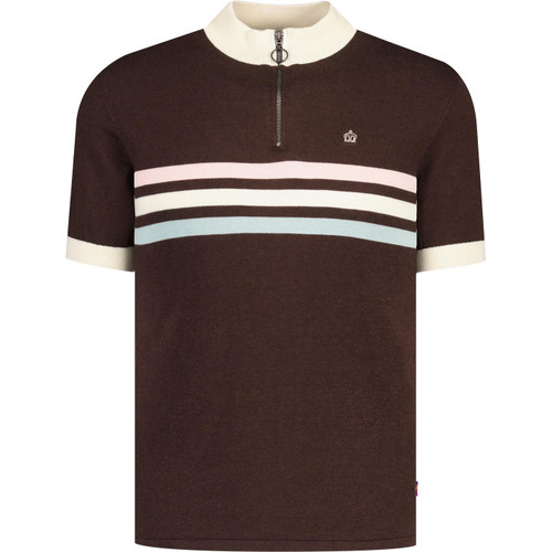 merc london mens brooke retro mod zip neck cycling top dark brown