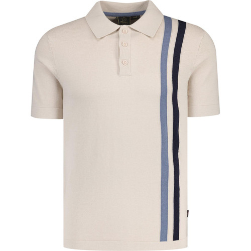 merc london mens adam retro racer stripe intarsia knit polo tshirt cream