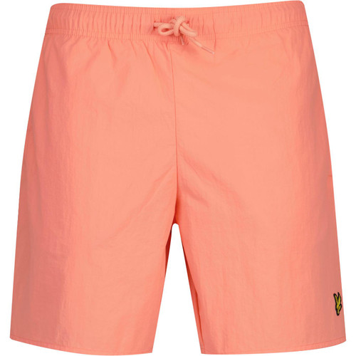 lyle and scott mens classic plain coloured drawstring swim shorts vibrant coral
