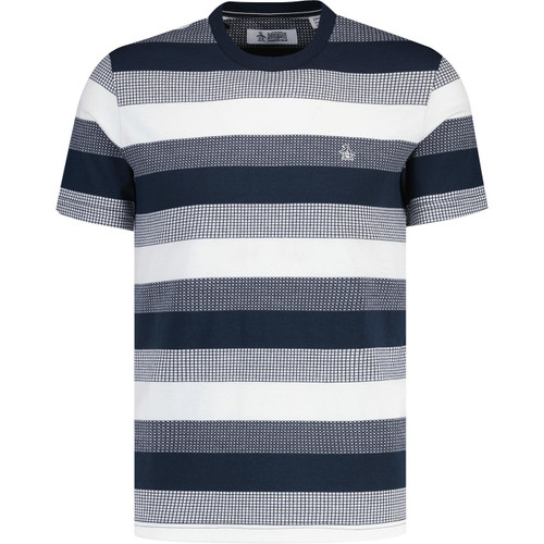 original penguin mens pique jacquard stripe crew neck tshirt dark sapphire white