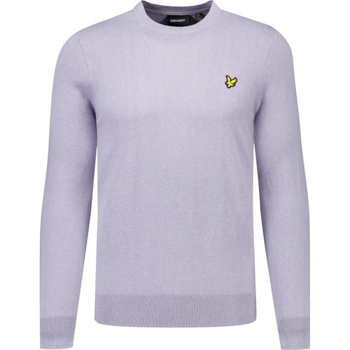 lyle and scott mens cotton merino blend crew neck plain coloured jumper ash lilac