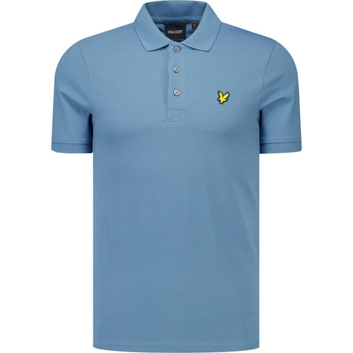 lyle and scott mens mod slim sit plain polo tshirt ocean sky blue