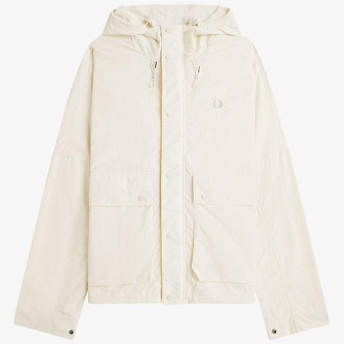 Fred Perry Cropped Ripstop Parka Jacket in Ecru J8572 560 Main Photo