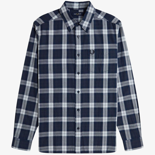 Fred Perry Yarn Dyed Tartan Twill Shirt in Dark Airforce M1742 738 Main Photo