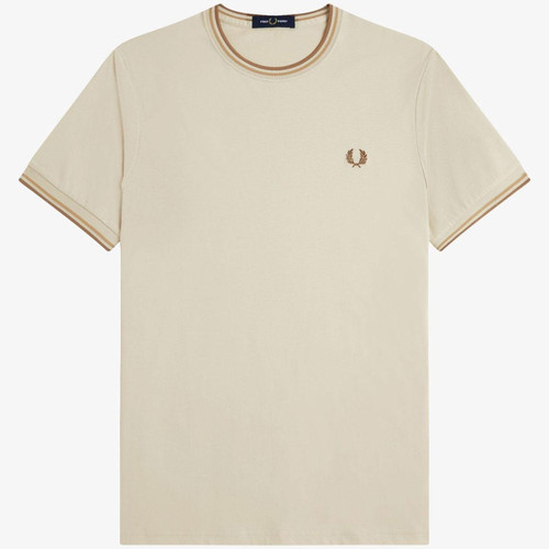 Fred Perry M1588 Retro Twin Tipped T-shirt in Oatmeal M1588V Z53 Main Photo
