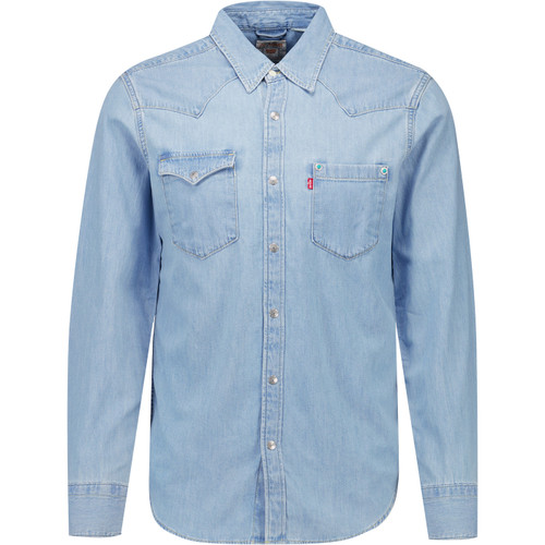 Levi's Barstow Special Edition Western Shirt Turquoise Rivet Stonewash Blue