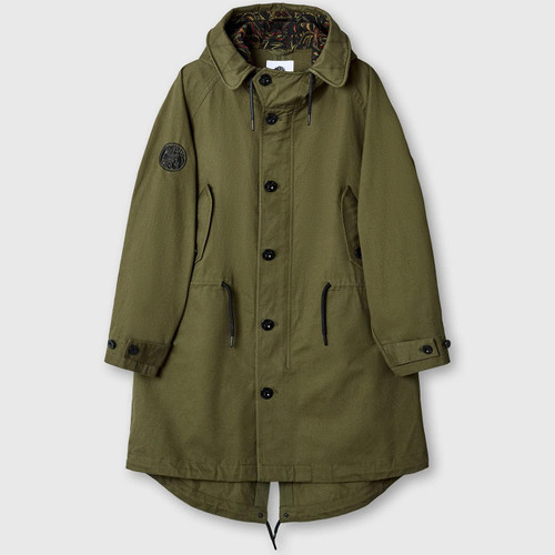 Pretty Green Men's Mod M52 Fishtail Parka Jacket in Khaki G25Q3MUOUT142 Main Photo