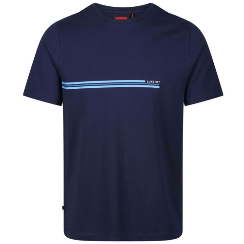 Luke 1977 Block Stripe Retro T-shirt in Navy M650105 Main Photo