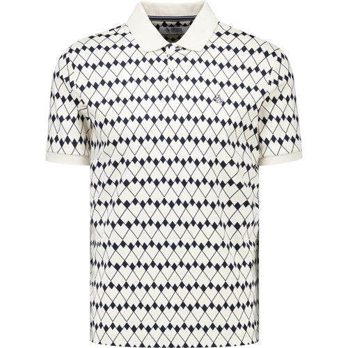 original penguin mens print geo flags interlock jesey polo tshirt birch