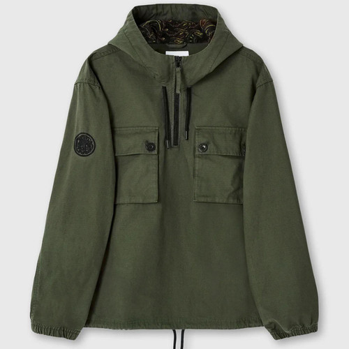 Pretty Green Hatton Retro 90s Overhead Smock Jacket in Khaki Main Photo