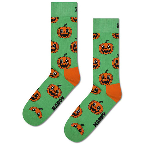 Happy Socks Women's Retro Halloween Pumpkin Socks In Green and Orange