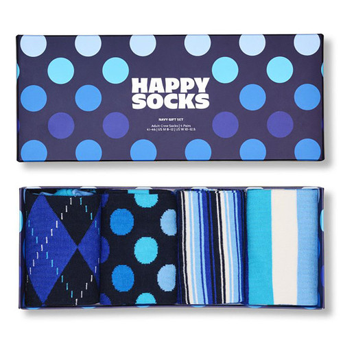 Happy Socks 4 Pack Navy Socks Gift Set P003447 Box Photo 1
