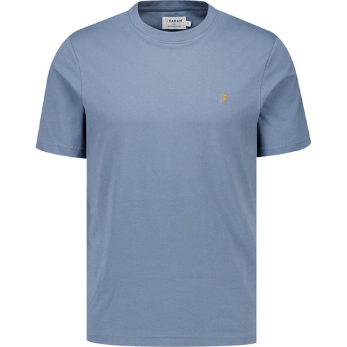 farah vintage mens danny organic cotton plain coloured crew neck tshirt chalk blue