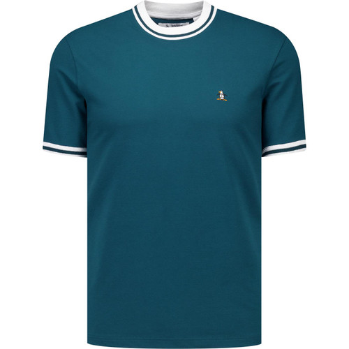 original penguin mens icons retro tipped crew neck pique tshirt reflecting pond green