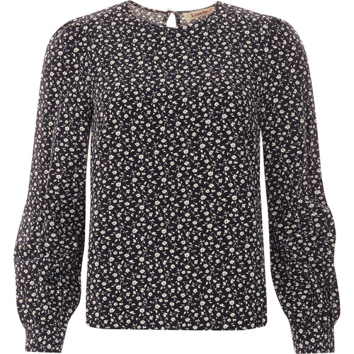 louche womens lima retro forget me not ditsy print long sleeve top navy