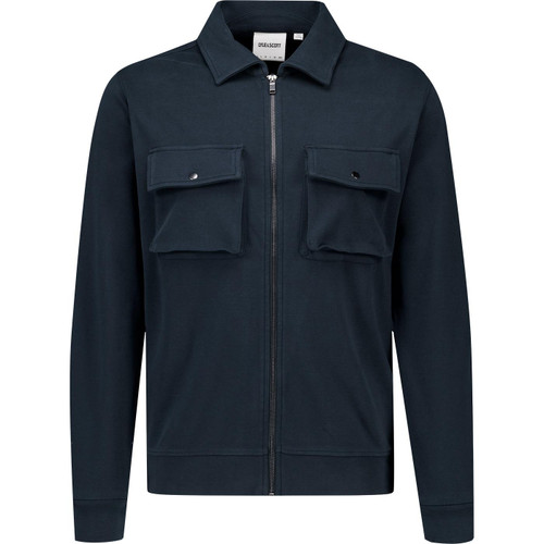 lyle and scott mens heavyweight jersey chest pockets zip overshirt carbon