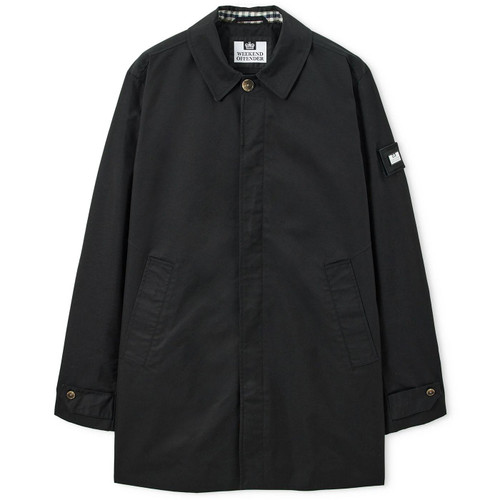 Weekend Offender Whitehouse Mod Check Trim Mac Jacket in Black Flat Shot