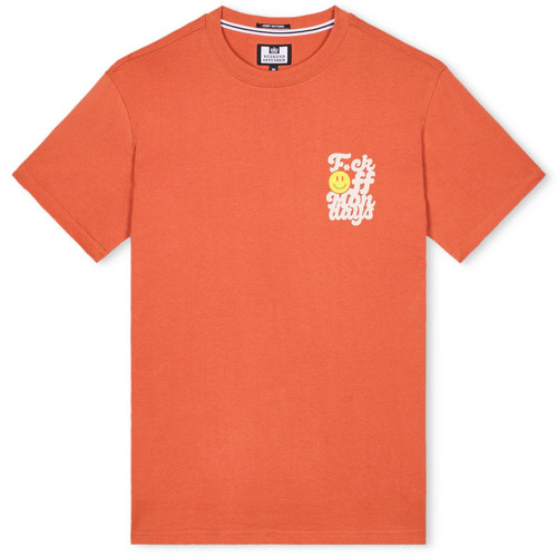 Weekend Offender F.O.M. Retro Acid House Smiley Face Logo Tee in Sunset Flat Shot