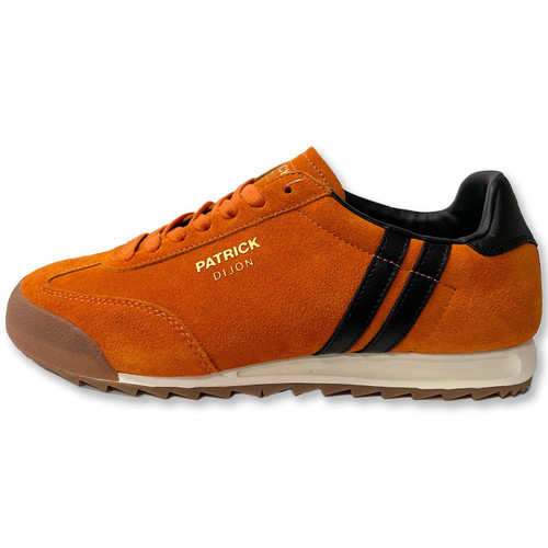 Patrick Dijon Runner Trainers in Retro 80s Orange and Black Suede