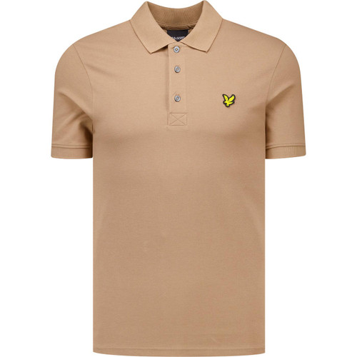 lyle and scott mens mod slim fit plain colour polo tshirt tiger eye brown