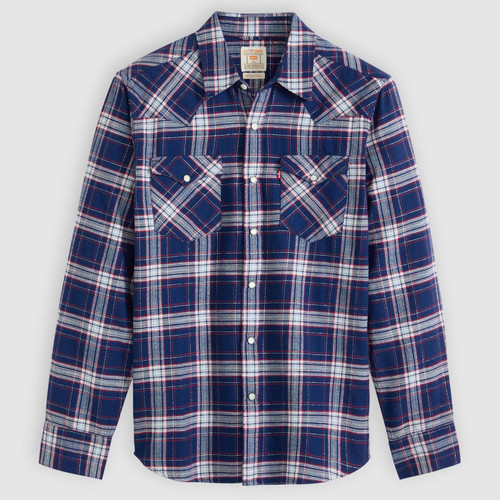 Levi's Barstow Hawley Plaid Check Western Shirt in Blue Depths