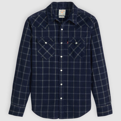 Levi's Barstow Corduroy Check Western Shirt in Dory Indigo