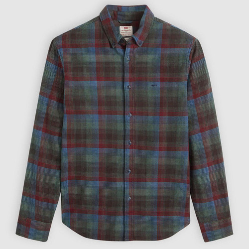 Levi's Bennett Authentic Textured Plaid Check Button Down Shirt in Navy