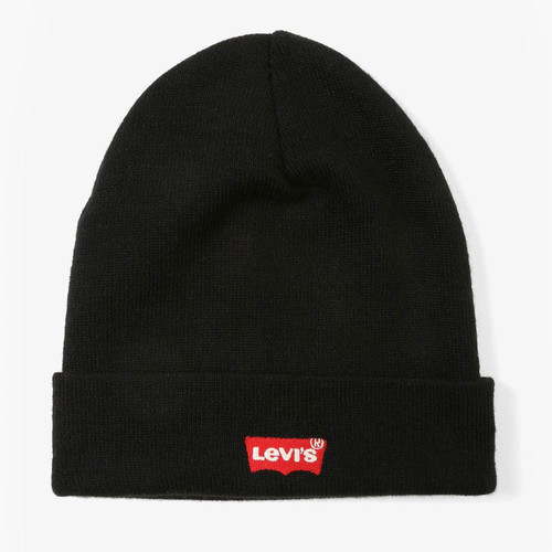 Levi's Embroidered Batwing Knitted Beanie Hat in Black