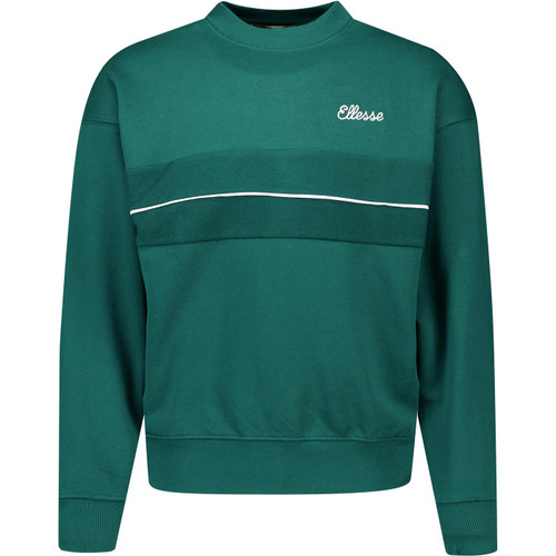 ellesse mens quento texture detail crew neck sweatshirt dark green