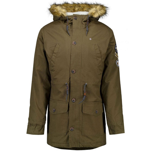 Lambretta Mod Sherpa Lined Hooded Fishtail Parka in Khaki Green
