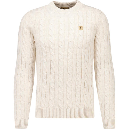 gabicci vintage mens temor cable knit crew neck jumper linen beige