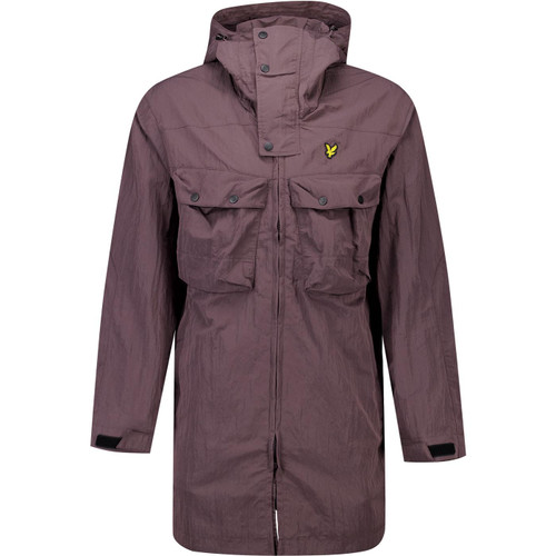 Lyle & Scott Mens water resistant hooded Guard Parka Jacket in Espresso Brown
