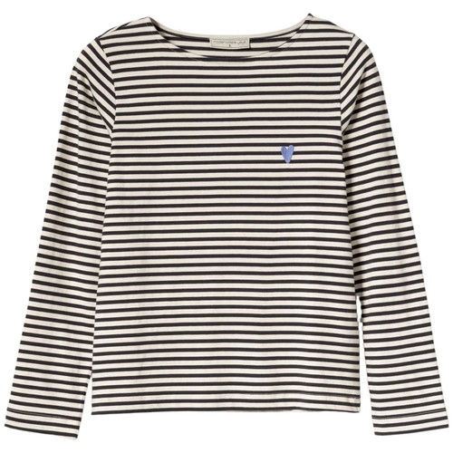 Mademoiselle Yeye Iconique Long Sleeve Stripe Breton Top in Black/White G52206A