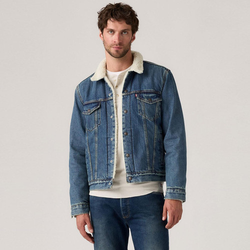 Levi's Type 3 Sherpa Denim Jacket in Stonewash 163650292