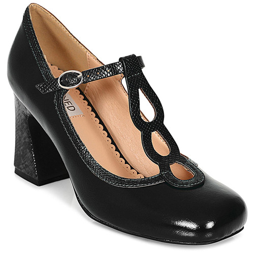 Banned Apparel Mod Muse T-Strap Black Heels 60s Shoes SE71240