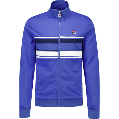 Fila Vintage Vinnie Retro 80s Chest Stripe Track Top in Blue and Navy
