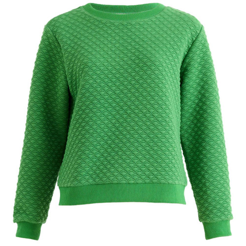 Louche London Jan Scallop Quilted Womens Sweatshirt in Green 60085