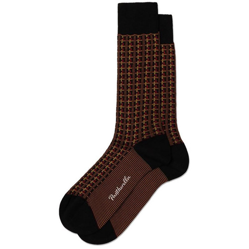 Pantherella Randolph Men's Retro Jacquard Socks in Black