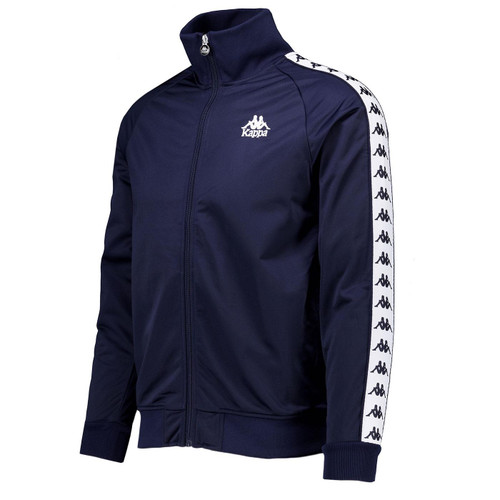 Kappa Banda Lyman Retro 80s Funnel Neck Track Top in Dark Blue Pictured from side