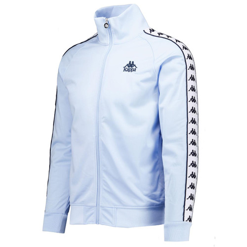 Banda Kappa Lyman Men's Retro 80s Taped Sleeve Track Top in Azure pictured from side