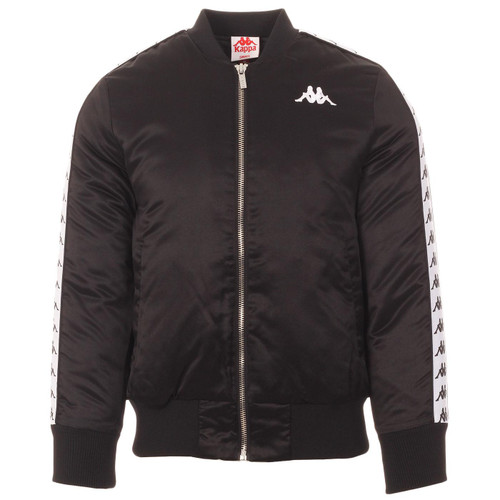 Kappa Banda Bawer men's Retro 90s Taped Sleeve Bomber Jacket in Black