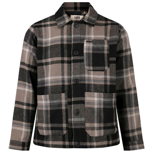 Luke Bourton Men's Retro 3 Pocket Check Shirt Jacket in Ecru