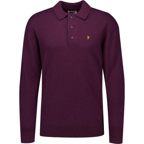 farah vintage mens matson lambswool knitted polo neck jumper bordeaux red