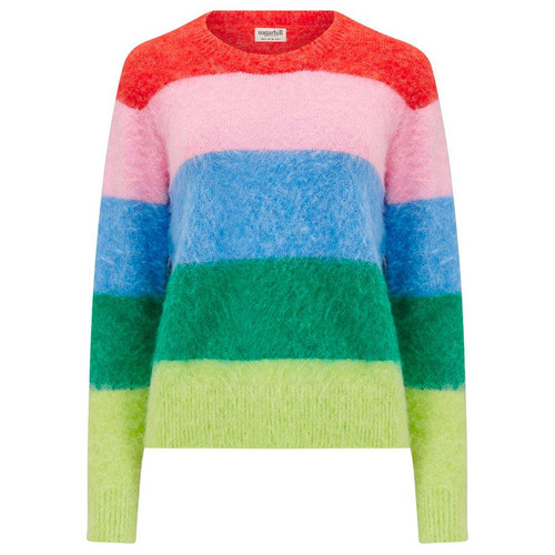 Sugarhill Brighton Dayna Rainbow Stripes Fluffy Jumper K0917